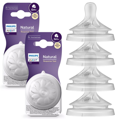 Smoczek Avent do butelki szeroki do kaszek Philips Natural Response 6+ 4pak