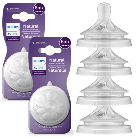Smoczek Avent do butelki szeroki szybki Philips Natural Response 6+ 2pak x2