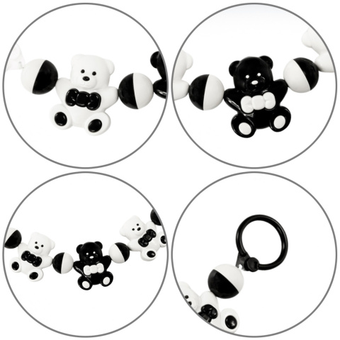 Zawieszka grzechotka kontrastowa do wózka łóżeczka dla niemowląt Akuku