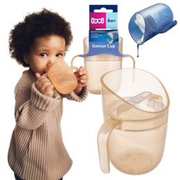 LOVI Kubek treningowy do nauki picia z uchwytami Genius 150 ml 6+ beżowy