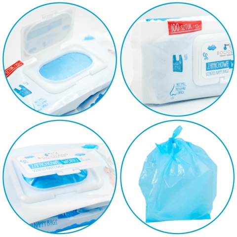 Woreczki zapachowe na pieluchy Bocioland uniwersalne z klapką 6 x 100 szt