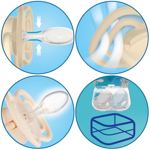 Smoczek Canpol symetryczny ortodontyczny Dental Air silikon 0+ 2pak blue