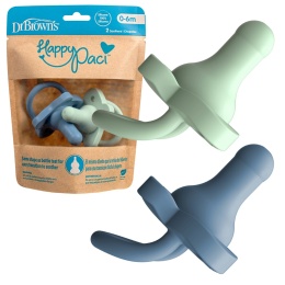 Dr Browns Smoczek uspokajający okrągły silikon gryzak 0+ 2pak błękit zieleń