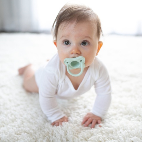 Dr Browns Smoczek uspokajający okrągły silikon gryzak 0+ 2pak błękit zieleń