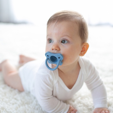 Dr Browns Smoczek uspokajający okrągły silikonowy miękki gryzak 0+ niebieski