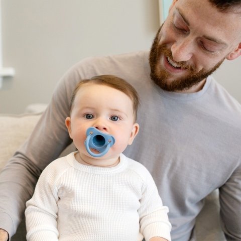 Dr Browns Smoczek uspokajający okrągły silikonowy miękki gryzak 0+ niebieski