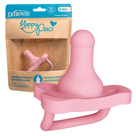Dr Browns Smoczek uspokajający okrągły silikonowy miękki gryzak 0+ różowy