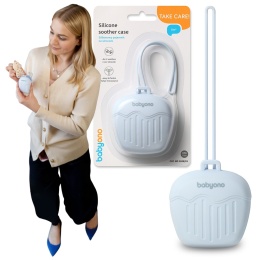 Etui na smoczek BabyOno pojemnik silikonowy z mocowaniem niebieski