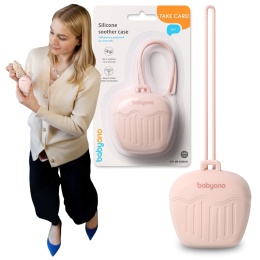 Etui na smoczek BabyOno pojemnik silikonowy z mocowaniem różowy