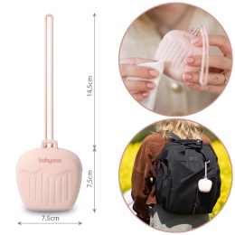 Etui na smoczek BabyOno pojemnik silikonowy z mocowaniem różowy