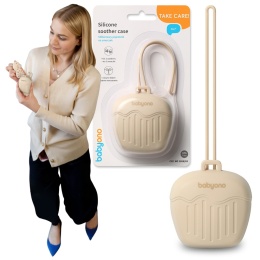 Etui na smoczek BabyOno pojemnik silikonowy z mocowaniem beżowy