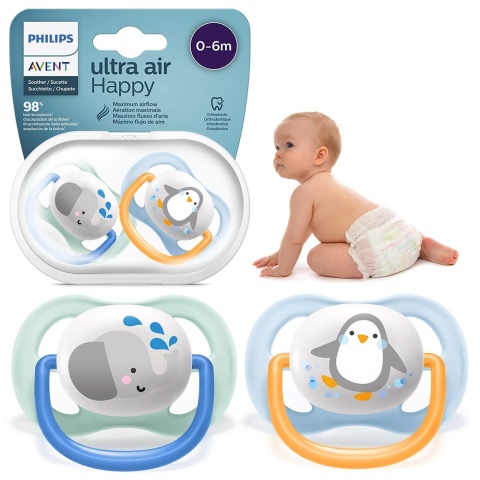 Smoczek Avent uspokajający symetryczny Philips Ultra Air 0+ 2pak SCF080/05