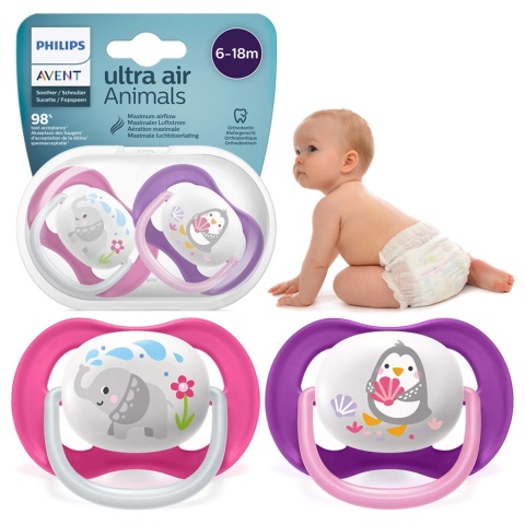 Smoczek Avent uspokajający symetryczny Philips Ultra Air 6+ 2pak SCF080/08