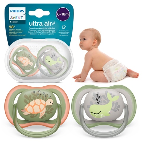 Smoczek Avent uspokajający symetryczny Philips Ultra Air 6+ 2pak SCF085/60