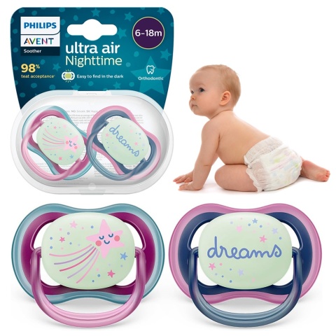 Smoczek Avent uspokajający symetryczny Philips Ultra Air 6+ 2pak SCF376/14