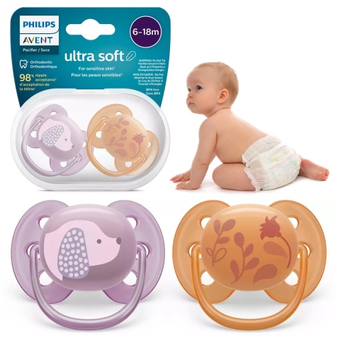 Smoczek Avent uspokajający symetryczny Philips Ultra Soft 6+ 2pak SCF091/18