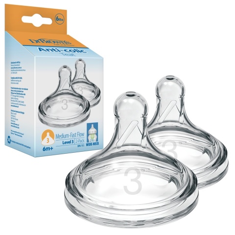 Smoczek do butelki Dr Browns Options+ szeroki szybki przepływ 6+ 2pak