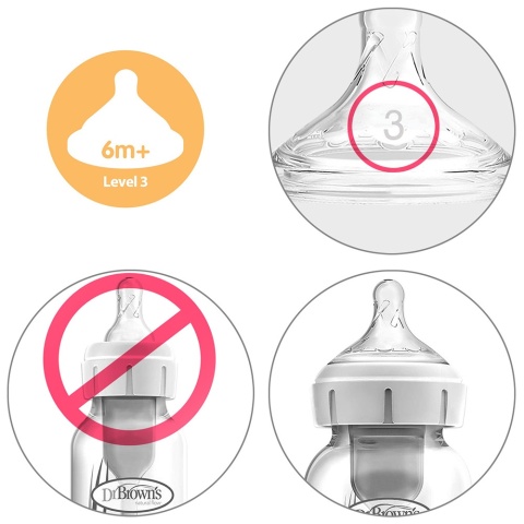 Smoczek do butelki Dr Browns Options+ szeroki szybki przepływ 6+ 2pak