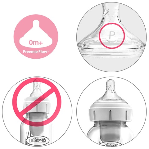 Smoczek do butelki Dr Browns Options+ szeroki wolny przepływ mini 0+ 2pak