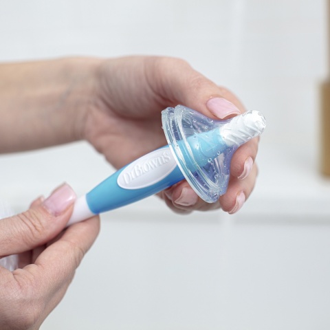 Szczotka do mycia butelek i smoczków Dr Browns silikonowa niebieska