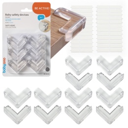 Zabezpieczenia na rogi stołów szafek BabyOno silikonowe 12 szt. + taśma