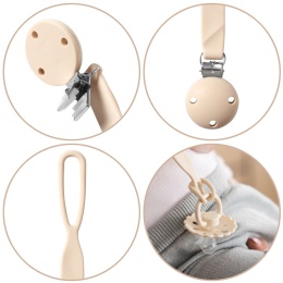 Zawieszka do smoczka BabyOno tasiemka silikonowa z klipsem i uchem beżowa