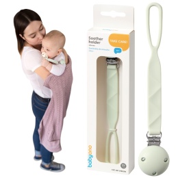Zawieszka do smoczka BabyOno tasiemka silikonowa z klipsem i uchem zielona