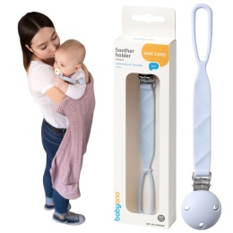 Zawieszka do smoczka BabyOno tasiemka silikonowa z klipsem i uchem błękitna