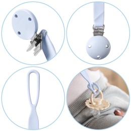 Zawieszka do smoczka BabyOno tasiemka silikonowa z klipsem i uchem błękitna