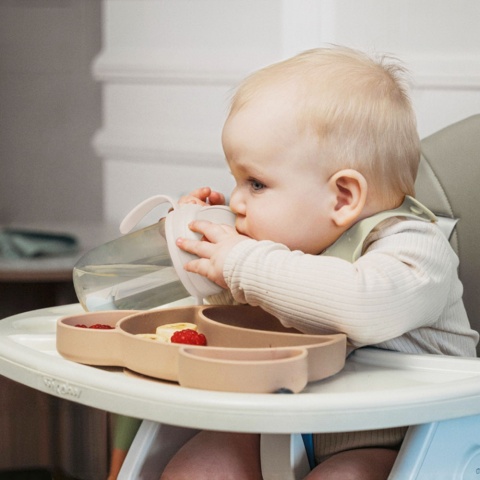 Bidon dla dzieci Canpol składana słomka z odważnikiem 270 ml 6+ kremowy