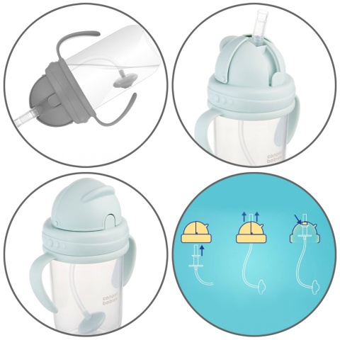 Bidon dla dzieci Canpol składana słomka z odważnikiem 270 ml 6+ miętowy