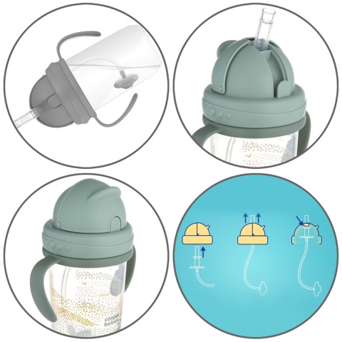 Bidon dla dzieci Canpol składana słomka z odważnikiem 270 ml 6+ zielony