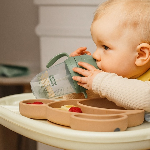 Bidon dla dzieci Canpol składana słomka z odważnikiem 270 ml 6+ zielony