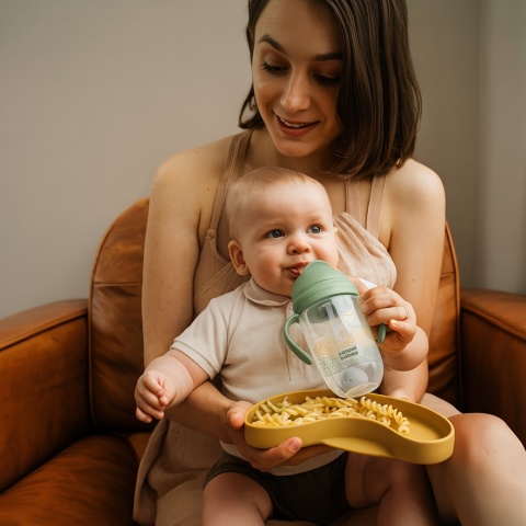 Bidon dla dzieci Canpol składana słomka z odważnikiem 270 ml 6+ zielony