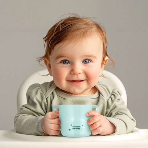 Kubek do nauki picia z uchwytami sprytny krzywy otwary Canpol 12+ turkus