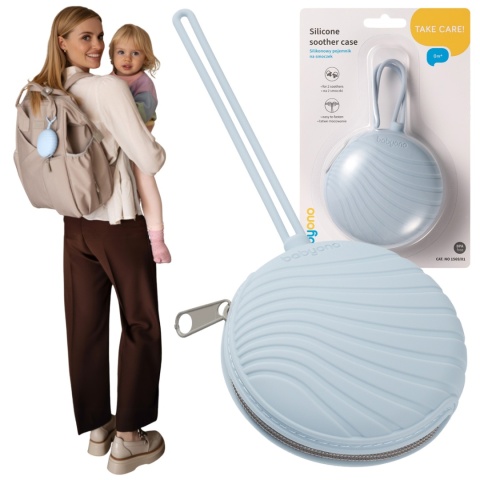 Etui na smoczek BabyOno pojemnik silikonowy zamykany na suwak niebieski