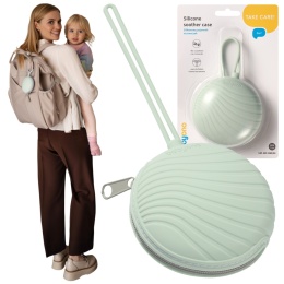 Etui na smoczek BabyOno pojemnik silikonowy zamykany na suwak zielony