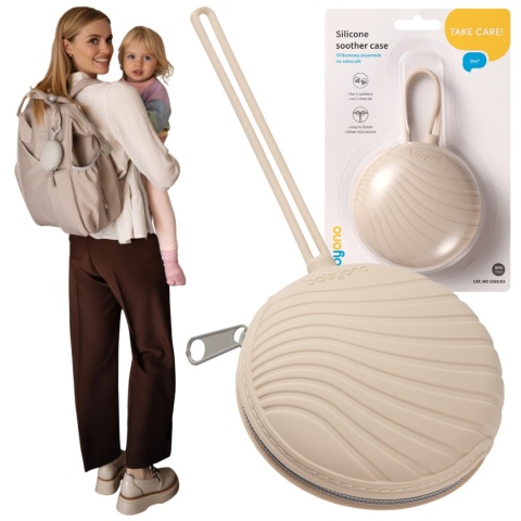 Etui na smoczek BabyOno pojemnik silikonowy zamykany na suwak beżowy