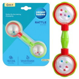 Grzechotka Canpol lekka dla niemowląt sztanga czerwono-zielona 0+