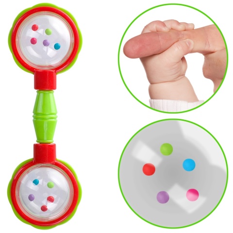 Grzechotka Canpol lekka dla niemowląt sztanga czerwono-zielona 0+