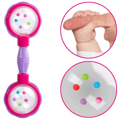 Grzechotka Canpol lekka dla niemowląt sztanga różowo-fioletowa 0+