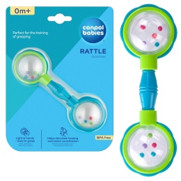 Grzechotka Canpol lekka dla niemowląt sztanga zielono-niebieska 0+