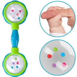 Grzechotka Canpol lekka dla niemowląt sztanga zielono-niebieska 0+