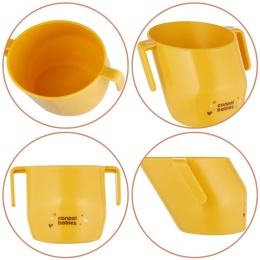 Kubek do nauki picia z uchwytami sprytny krzywy otwary Canpol 12+ żółty