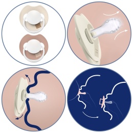 Smoczek LOVI Prime uspokajający symetryczny 18+ 2pak ivory blush świeci