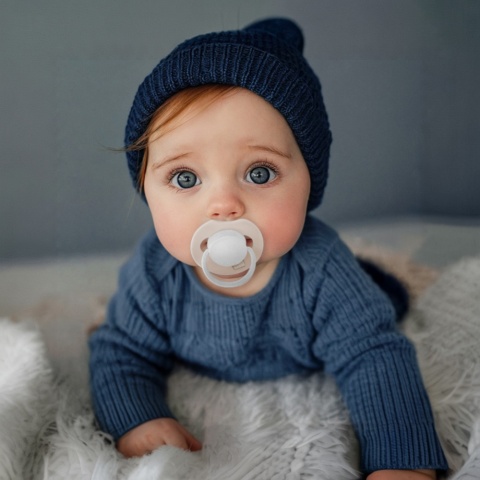 Smoczek LOVI Prime uspokajający symetryczny 6+ 2pak ivory blush świeci