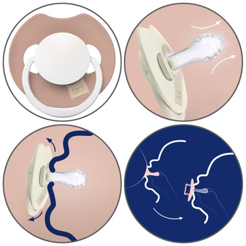 Smoczek LOVI Prime uspokajający symetryczny silikon etui 0m+ blush świeci