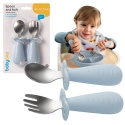 Sztućce dla dzieci ergonomiczne ze stali nierdzewnej Babyono niebieskie 12+