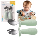 Sztućce dla dzieci ergonomiczne ze stali nierdzewnej Babyono zielone 12+