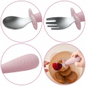 Sztućce dla dzieci ergonomiczne ze stali nierdzewnej Babyono różowe 12+